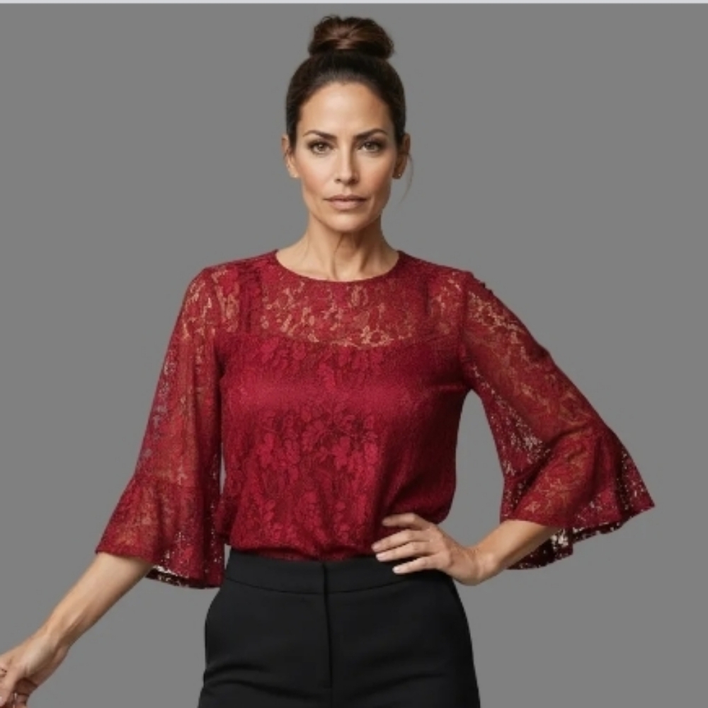 Elegant Red Lace Women's Top Size 3x
